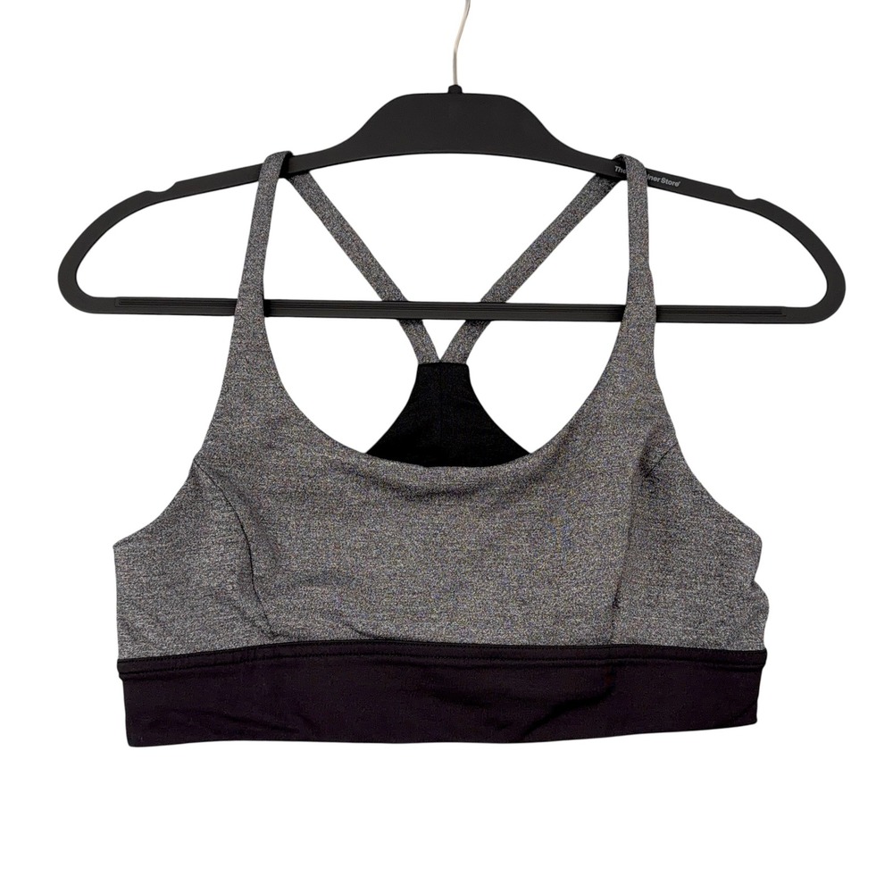 Lululemon Train Times Bra Gray Black Heathered‎ Medium Support Size 10 W2ALSH